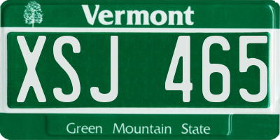 VT license plate XSJ465