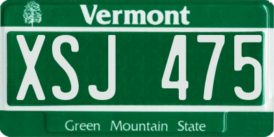 VT license plate XSJ475