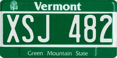 VT license plate XSJ482