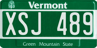 VT license plate XSJ489