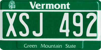 VT license plate XSJ492