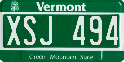 VT license plate XSJ494