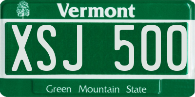 VT license plate XSJ500
