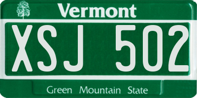 VT license plate XSJ502