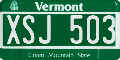 VT license plate XSJ503