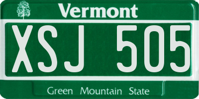 VT license plate XSJ505