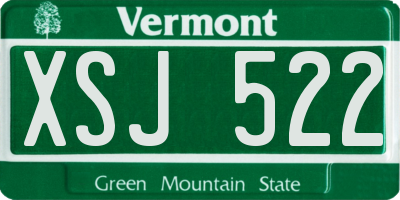 VT license plate XSJ522