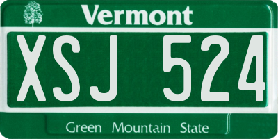 VT license plate XSJ524