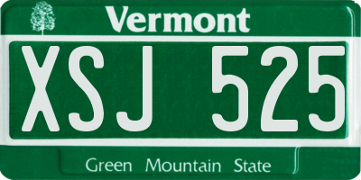 VT license plate XSJ525