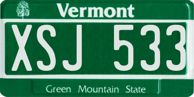 VT license plate XSJ533
