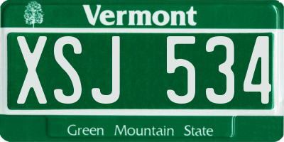 VT license plate XSJ534