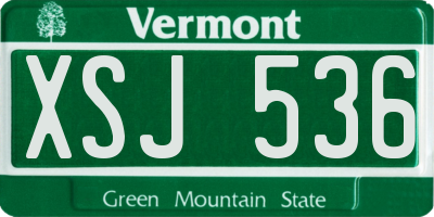 VT license plate XSJ536