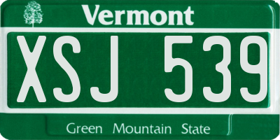 VT license plate XSJ539
