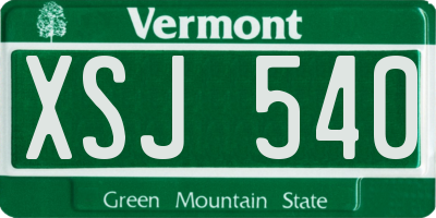 VT license plate XSJ540