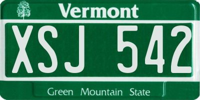 VT license plate XSJ542