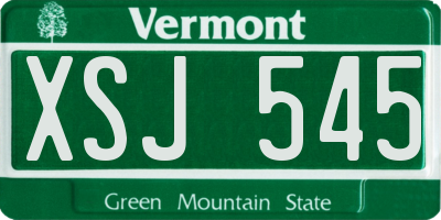 VT license plate XSJ545