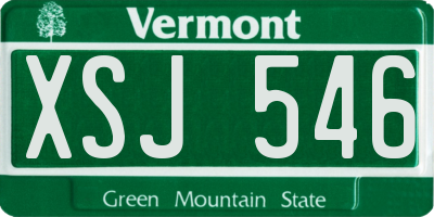VT license plate XSJ546
