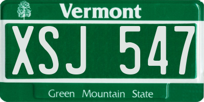 VT license plate XSJ547