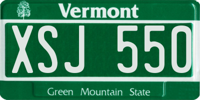 VT license plate XSJ550