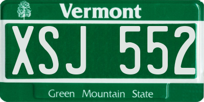 VT license plate XSJ552