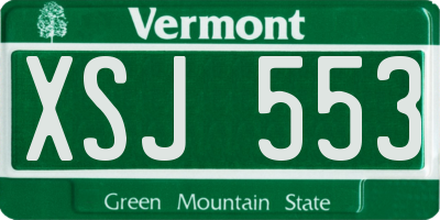 VT license plate XSJ553