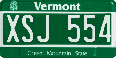 VT license plate XSJ554