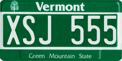 VT license plate XSJ555