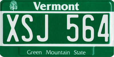 VT license plate XSJ564