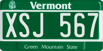 VT license plate XSJ567