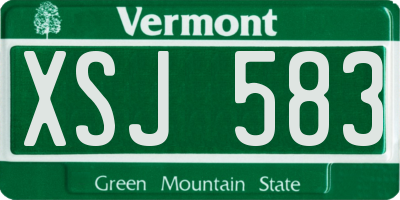 VT license plate XSJ583