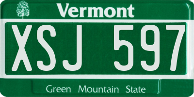 VT license plate XSJ597