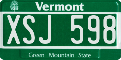 VT license plate XSJ598
