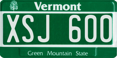 VT license plate XSJ600