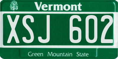 VT license plate XSJ602