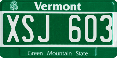 VT license plate XSJ603