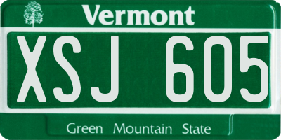 VT license plate XSJ605