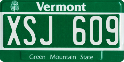 VT license plate XSJ609
