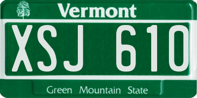 VT license plate XSJ610