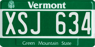 VT license plate XSJ634