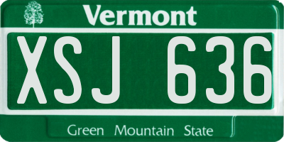 VT license plate XSJ636