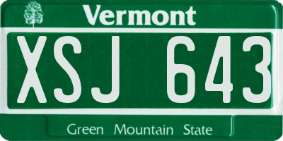 VT license plate XSJ643