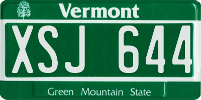 VT license plate XSJ644