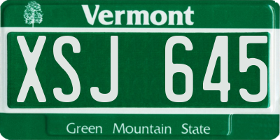VT license plate XSJ645