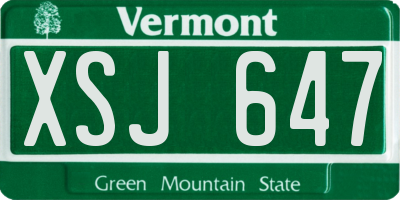 VT license plate XSJ647