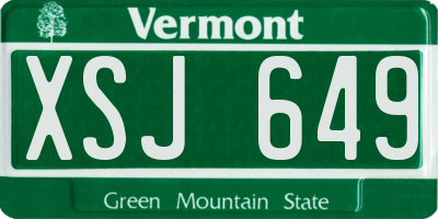 VT license plate XSJ649