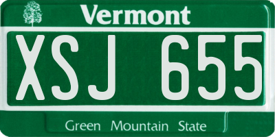 VT license plate XSJ655