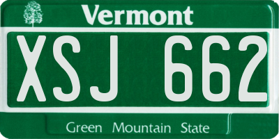 VT license plate XSJ662