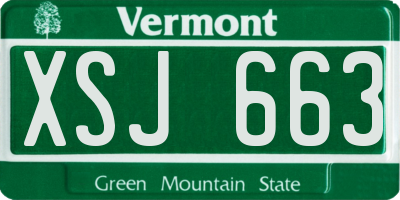 VT license plate XSJ663