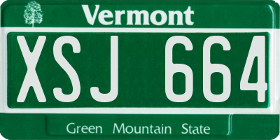 VT license plate XSJ664