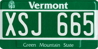 VT license plate XSJ665